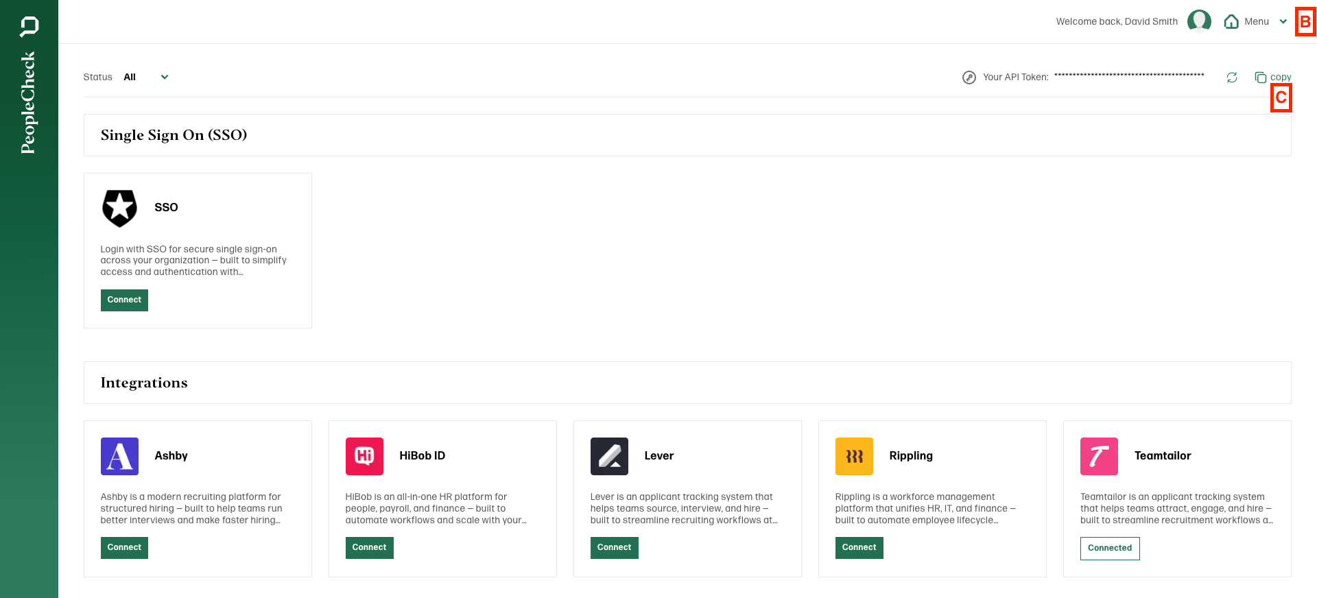 Log in and open Integrations